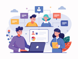 Teamwork and task delegation concept in a modern office setting