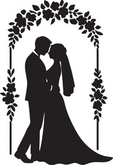 Wedding Couple Under Arch Silhouette – Marriage Ceremony Vector
