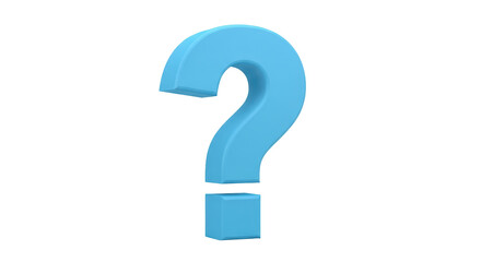 Isolated light blue question mark symbol on a light backdrop. Problem solving concept