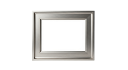 Isolated silver-colored frame, classic rectangle for art, photography or text insertion