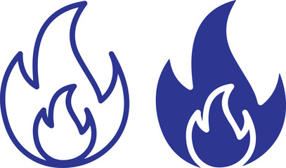 blue fire flames icon silhouette, illustration, minimalist, vector graphic, simple design, blue and white