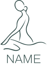 Elegant botanical beauty logo with African woman silhouette and flower in hand