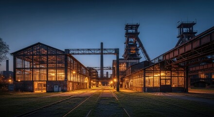 Fototapeta premium Industrial complex at twilight (1)