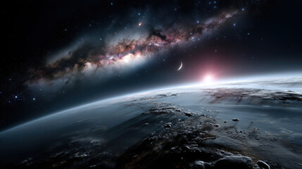 Naklejka premium Space galaxy planet Earth orbit cosmic star nebula universe