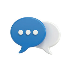 Fototapeta premium Blue and White Chat Bubbles 3D Render on Transparent Background