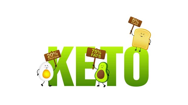 Ketogenic diet concept with animated food characters