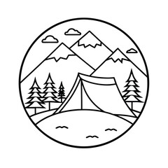 landscape with a tent vector illustration