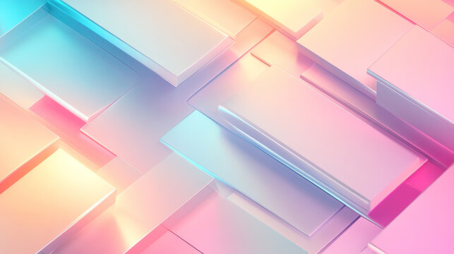  Abstract Composition with Pastel Colors and Geometric Shapes