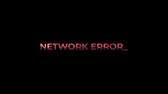 Text network error displayed in red, perfect for illustrating technical difficulties in websites, software, or networking issues. Great for tech blogs or presentations. 4k alpha
