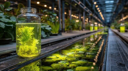 Aquarium in Glass Jar, Indoor Water Garden, Bright Green Plants