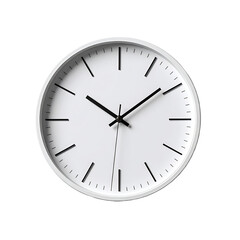 A simple, round, white clock face with black hands and markers