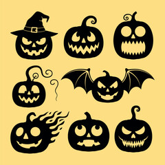 Halloween Silhouettes Vector Spooky Pumpkin Vector