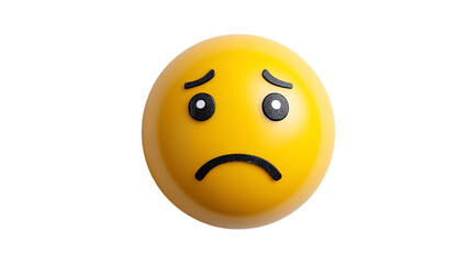 Fototapeta premium Sad yellow emoji face isolated on transparent background