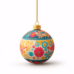 A bright and simple cartoon-style Christmas bauble ornament, sparkling in colorful hues, symbolizing holiday decor and the Christmas season.