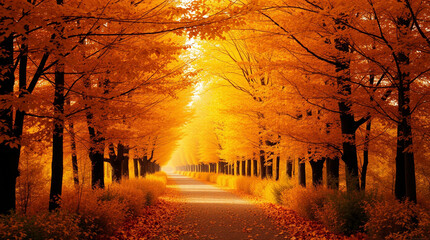 autumn forest in the morning