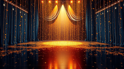 stage curtains with spotlight