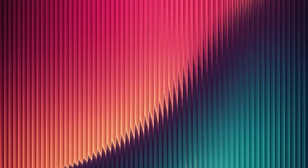 Abstract vertical lines in vibrant pink orange and teal gradient with a sharp diagonal transition