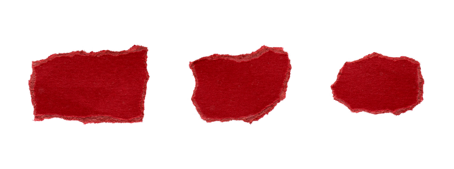 set of red  torn or ripped paper isolated on transparent png background,realistic torn red paper edges,Torn Paper christmas frame effect mockup