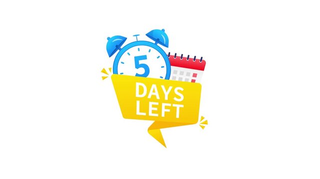 Animated countdown with five days left and alarm clock