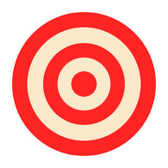 Red and white bullseye target icon in minimal style. Perfect for business goals, focus concepts, dart games, or branding visuals.