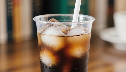 Iced Cola Drink with Straw