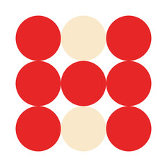 Red polka dot circle grid pattern. Great for modern patterns, digital backgrounds, pop art posters, or decorative design elements.