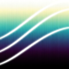 Abstract background with glowing white waves and vertical lines in teal and purple hues
