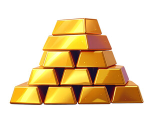  Financial success concept 3D render stacked gold bars luxury and savings isolated on transparent background PNG