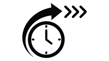 Fast forward clock icon isolated on white background