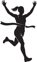 Female runner crossing finish line