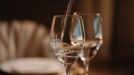 Obraz premium Pouring Red Wine Elegant Still Life, Dynamic Splash in Glass with Delicate Rim Light, Warm Tone