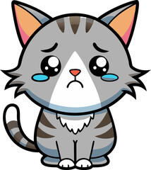 Cat crying cutely white background 