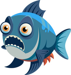 Fish looking scared  white background 