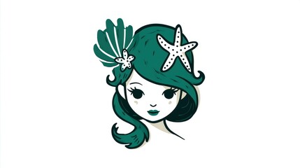 Cute cartoon mermaid portrait