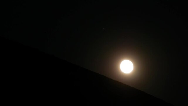 Full Moon Rising Over Mountain Peak, Timelapse