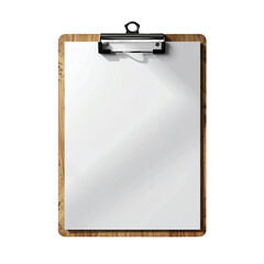 Wooden clipboard with blank white paper