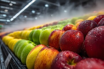 Fresh apples in supermarket display
