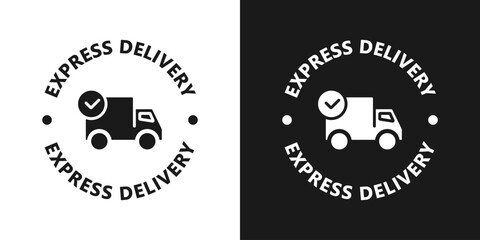 Fast delivery icon. Fast truck icon. Fast, express and urgent delivery, services, chronometer sign. On time delivery concept, truck and, order delivery on time.