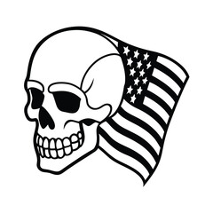 skull with american flag vector illustration