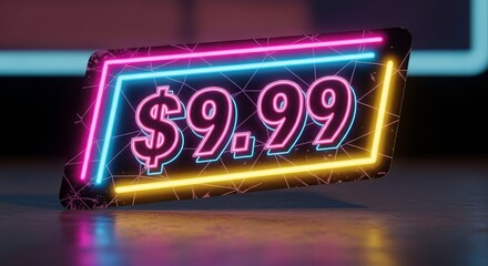 Dynamic $9.99 neon sign flashes vibrant price for irresistible sale promotions