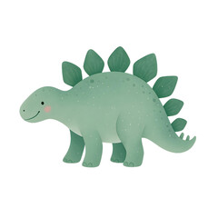 Cute watercolor dinosaur cartoon illustration isolated on white background