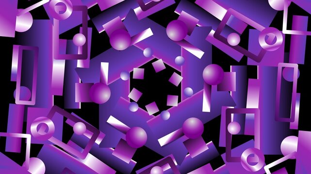 Purple geometrical abstract shapes filled with gradient background design