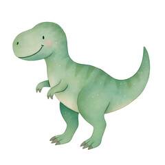 Obraz premium Cute watercolor dinosaur cartoon illustration isolated on white background