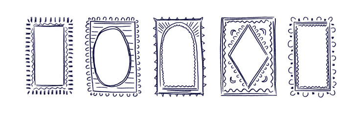 Hand drawn frame, doodle picture set Pencil border
