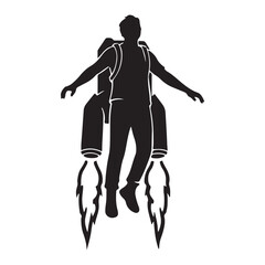 Jetpack Flying Man Silhouette