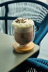 Hot chocolate with whipped cream topping