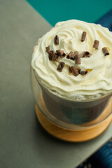 Hot chocolate with whipped cream topping