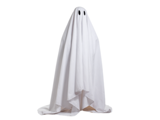 Spooky white ghost costume halloween spirit sheet, Isolated On White, Png Transparent