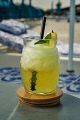 refreshing pineapple cocktail in sunlight