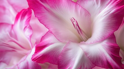 Close-Up of Delicate Pink and White Gladiolus Bloom